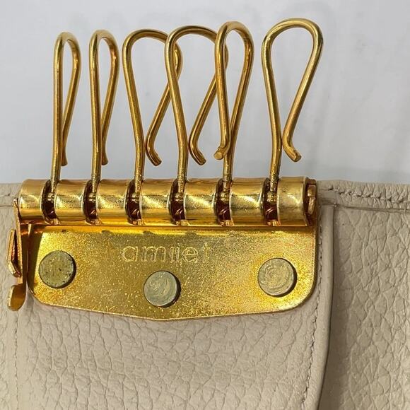 Christian Dior CD Logo Leather Beige x Brown 6-Ring Key Case W/Paper Bag - Picture 12 of 16